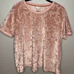 Blush Pink Crushed Velvet Print top